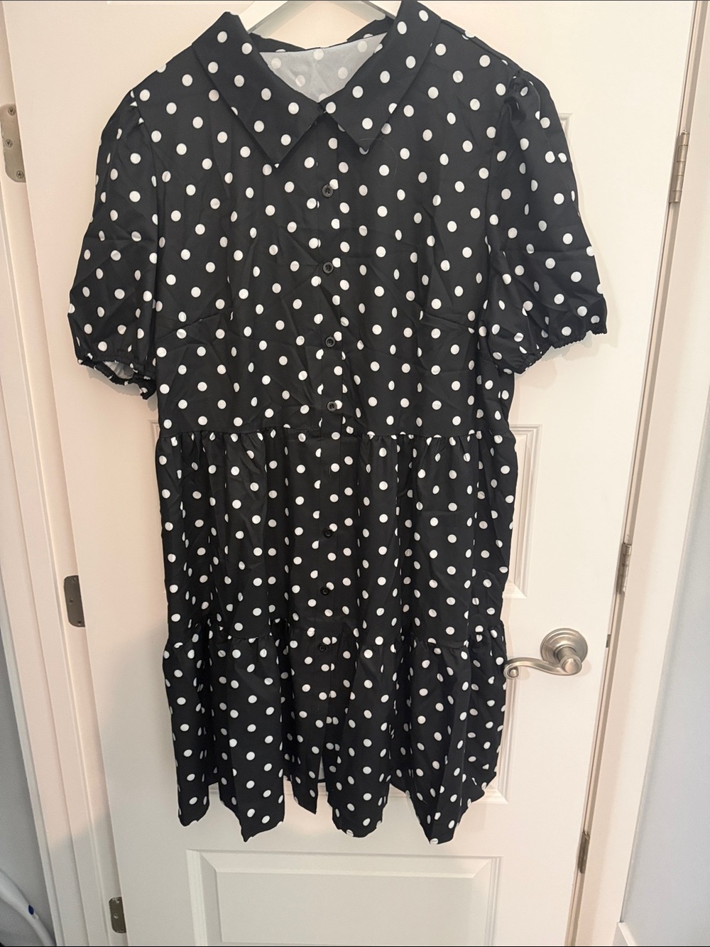 Black Polka Dot Collared Dress